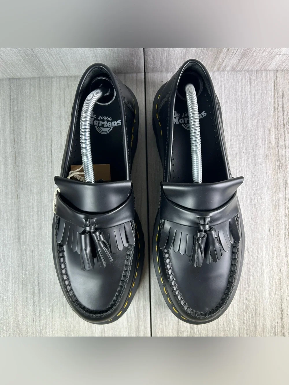 NEW Dr. Martens Docs Adrian Quad Black Leather Tassel Platform Loafer Men Size 9 - Picture 6 of 11